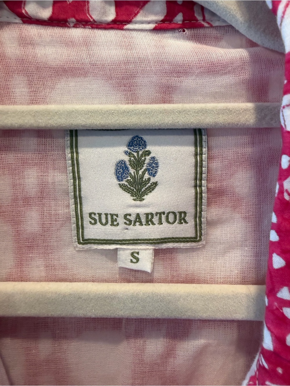 Sue Sartor Pink and White Button up Dress with Sash - Size Small - Picture 13 of 15